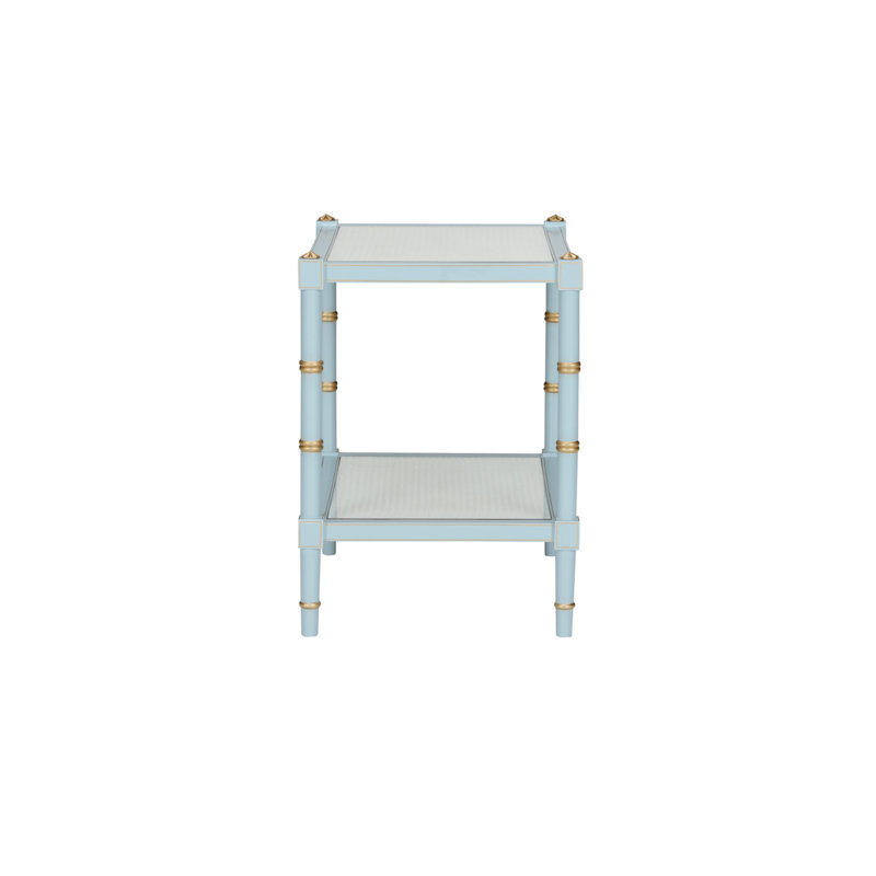 Conner Cane End Table, Light Blue