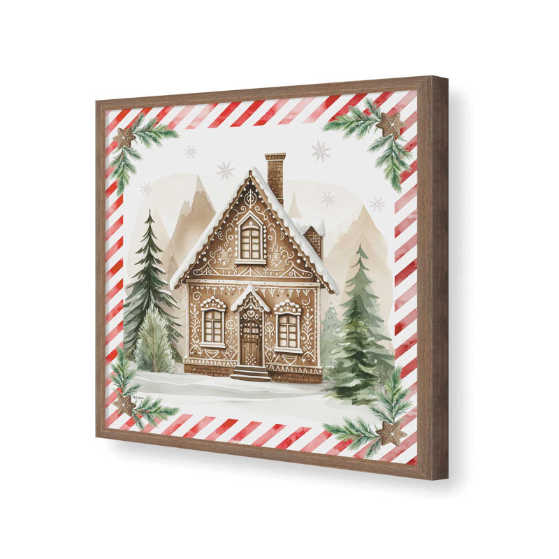 «Gingerbread Lane House I» par Nicole DeCamp, reproduction d'art, L 12 po x H 12 po, Brun, Impression encadrée