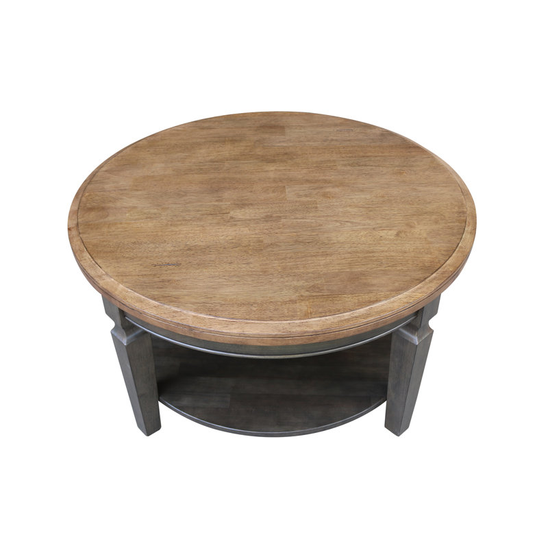 Christos Solid Wood Coffee Table, Hickory/Washed Coal