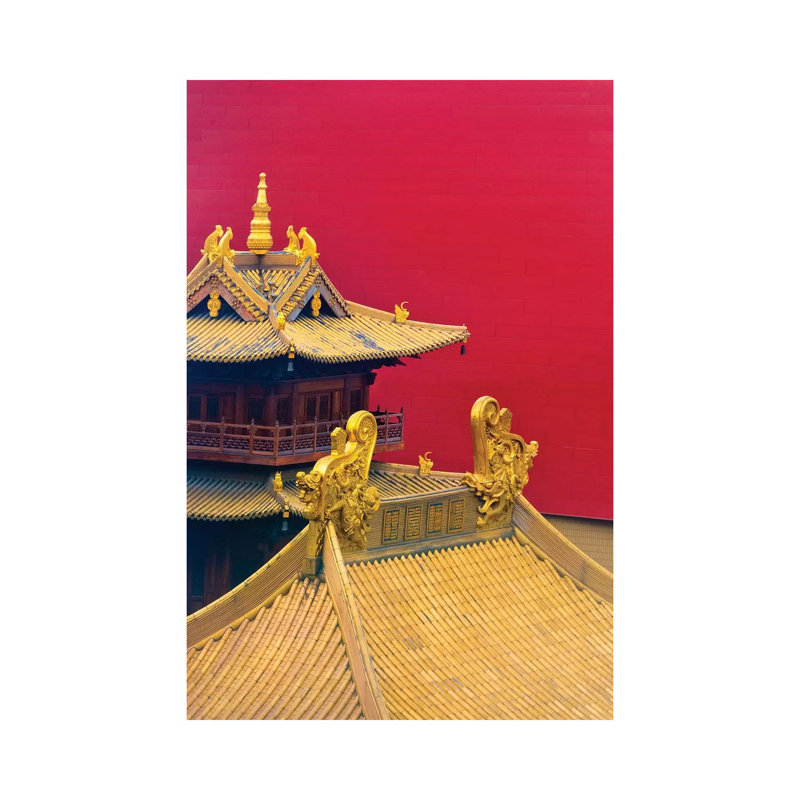 Architectural Details Of Jing'an Temple, Shanghai, China by Keren Su - Wrapped Canvas Print, 20.32 cm H x 30.48 cm W