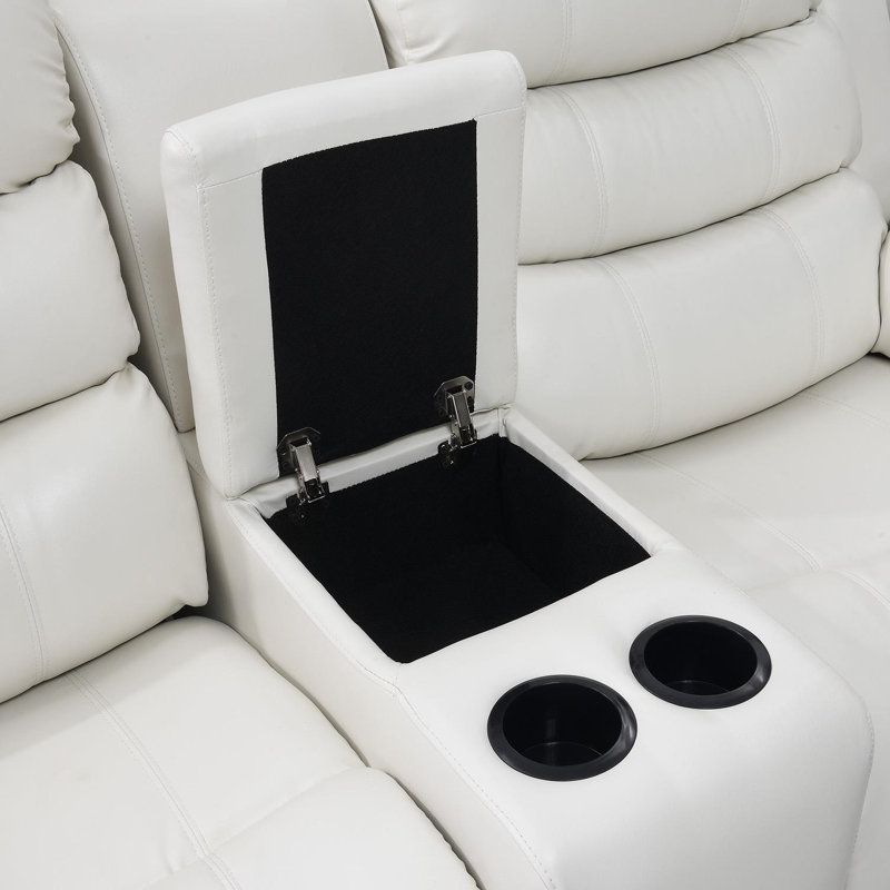 Upholstered Home Theater Seating with Cup Holder