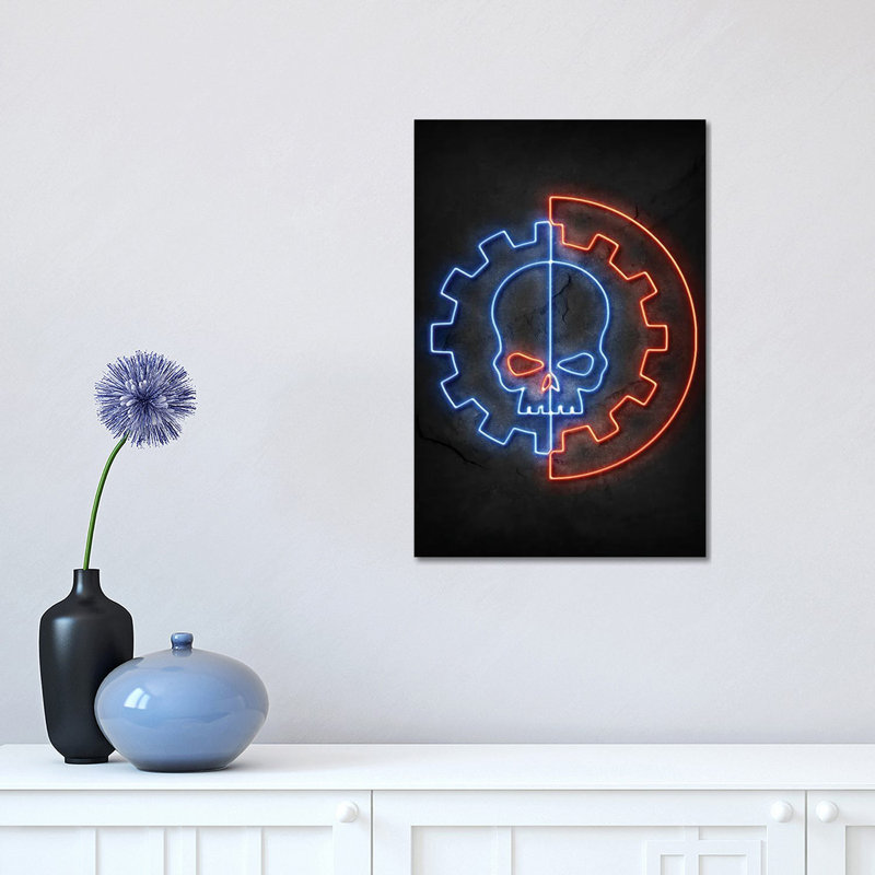 Skull Neon 1 Piece Wrapped Canvas Wall Art, 30.48 cm H x 45.72 cm W