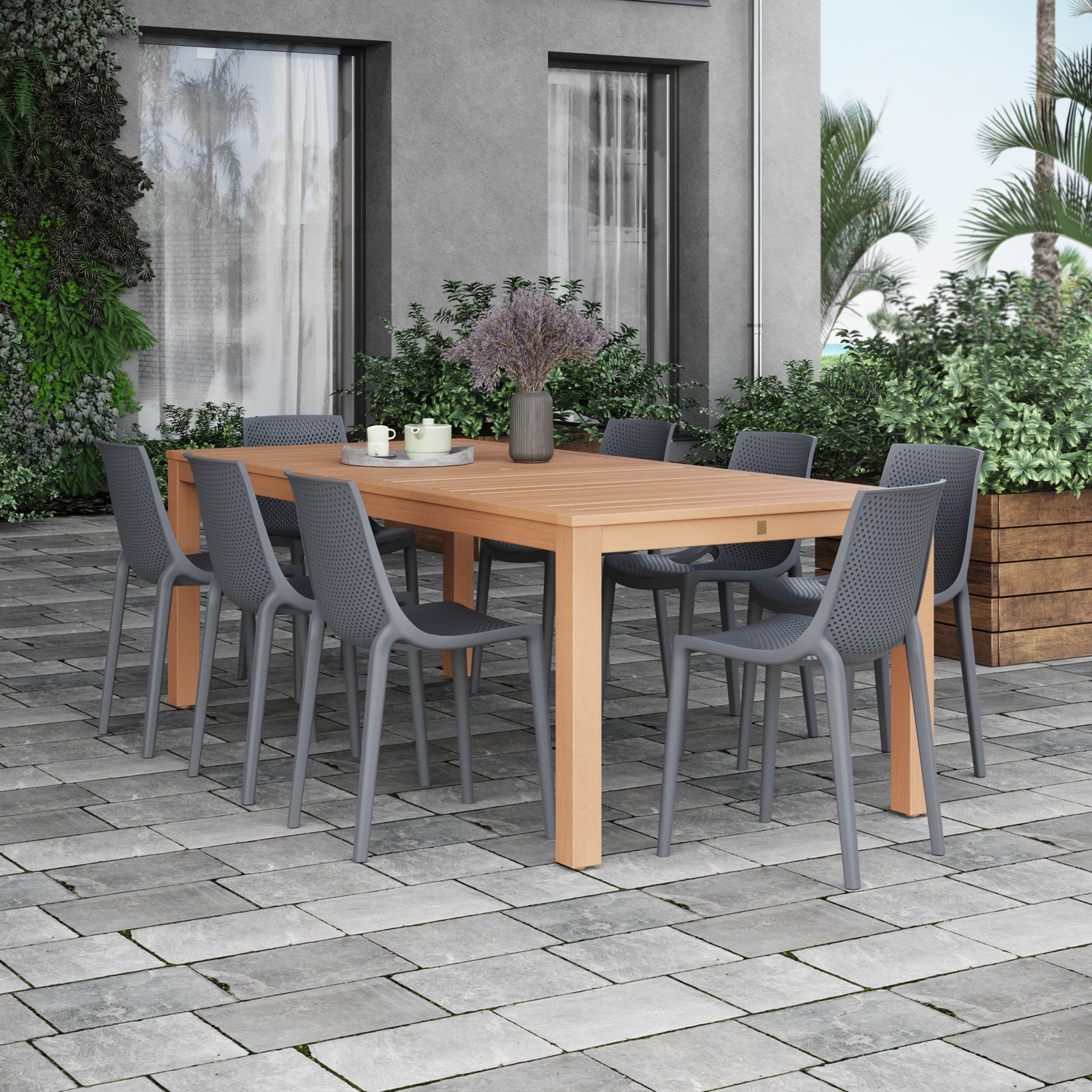 Anautica 88" Eucalyptus Patio Dining Set