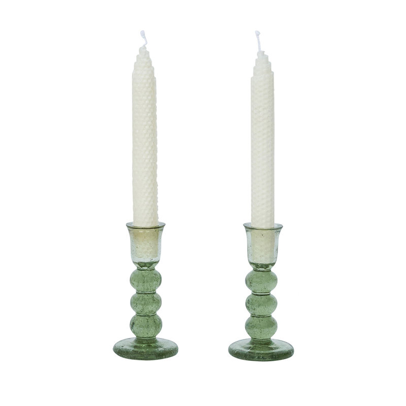 Provence Candlestick Set/2, Basil, 5" H x 2.5" W x 2.5" D
