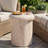 Eos 18.11"H Sculptural MGO Side Table with Faux Marble & Travertine Finish-125959551