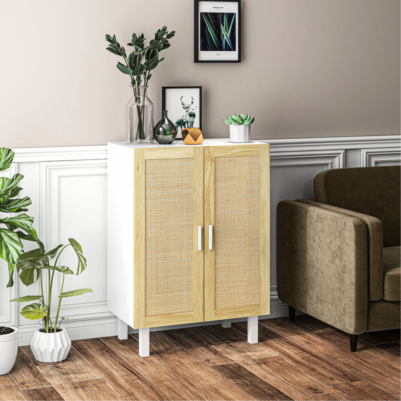 Buffet avec espace de rangement fonctionnel - blanc et naturel