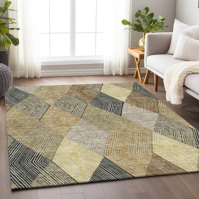 Premium Machine Washable Prisco Mocha Rug, Rectangle 8' x 10'