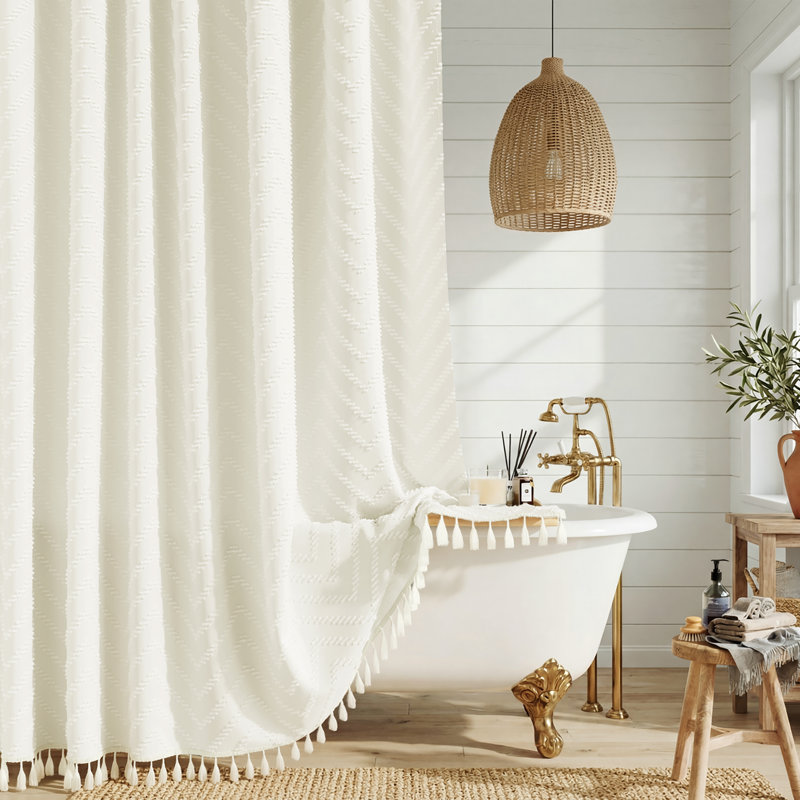 Rideaux de douche Boho, H 72 po x l 72 po, Crème