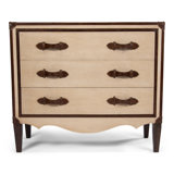 French Art Deco 3 - Drawer Solid Wood Nightstand