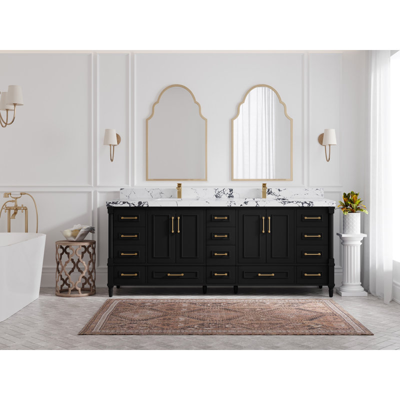 Sonoma Floating Teak 72'' Double Bathroom Vanity with Top, Viola Night