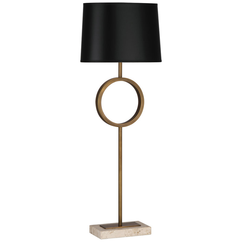 Logan Table Lamp, Black Painted Opaque Parchment, Polished Nickel