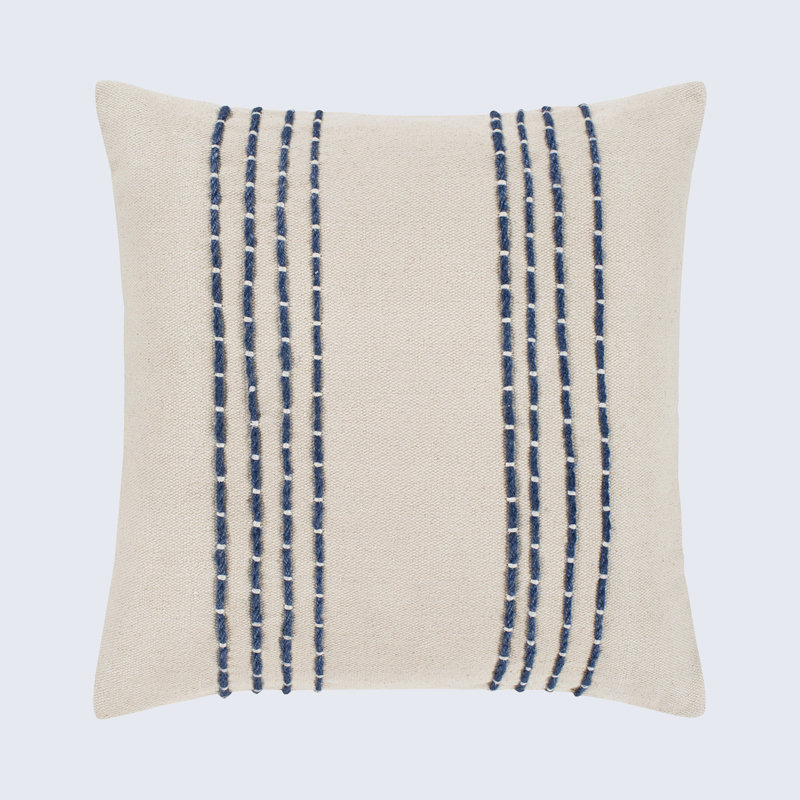 Irvington Striped Cotton Reversible Throw Pillow, 18" x 18", Cream/Khaki, Polyester/Polyfill