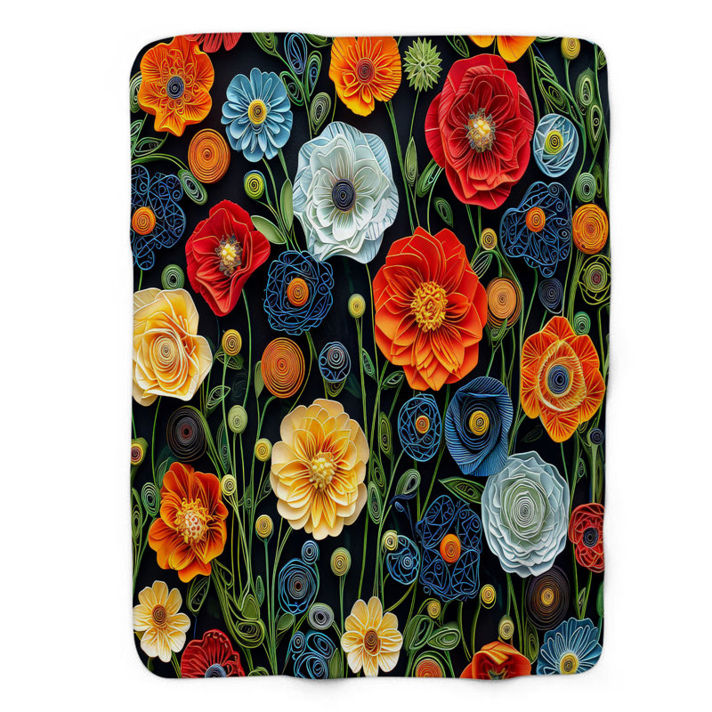 Papier pétales de coquelicots - couverture Sherpa de qualité supérieure 1 pièce, Grand lit