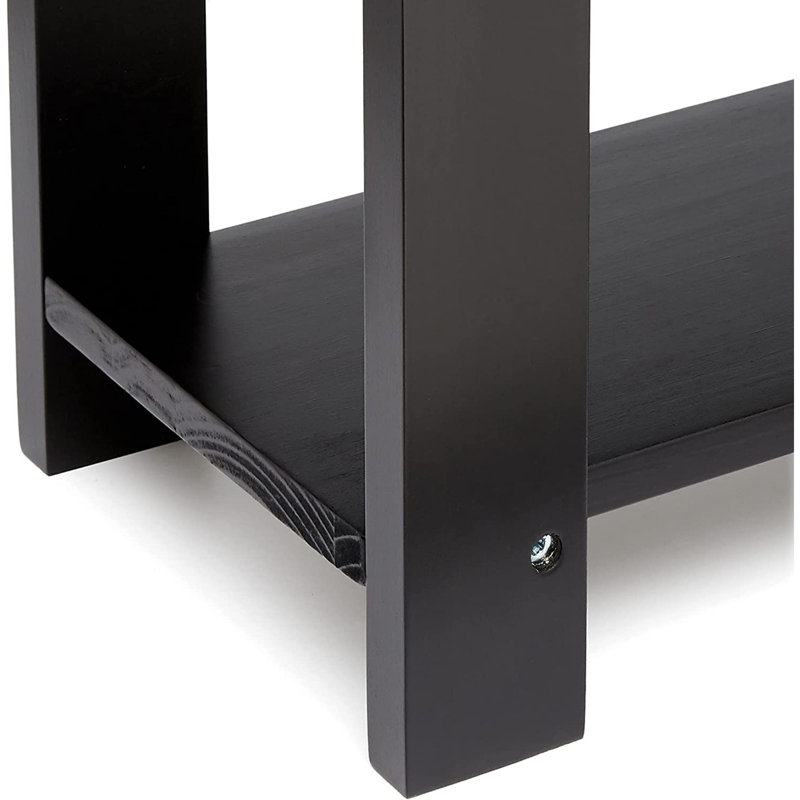 Castoro Solid Wood Storage Bench, Black