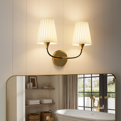 ETL Listed 2-Light Modern Dimmable Bathroom Vanity Light with Fabric Shades