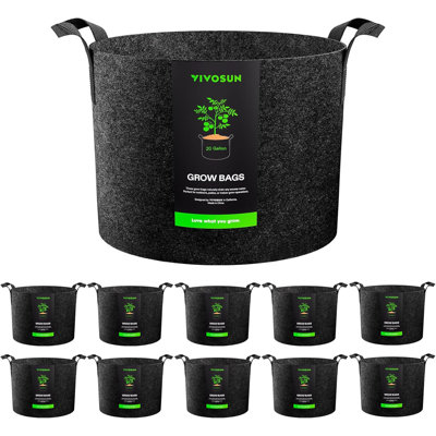 10-Pack Reinforced Planter Fabric Grow Bags for Gardening