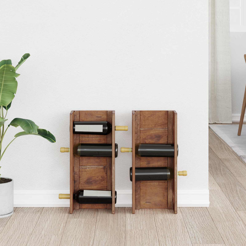 Solid Wood Open Shelving Wine Bottle Rack Brown