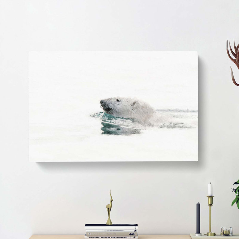 Polar Bear Swimming - Wrapped Canvas, 40cm H x 60cm W x 3cm D