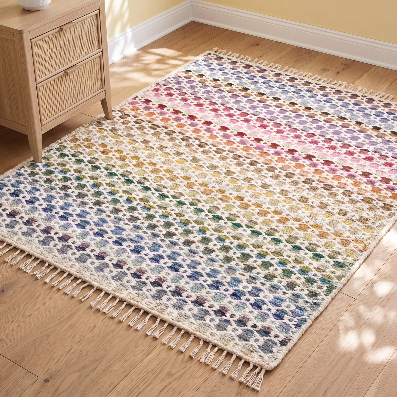 Poppy Multi Hand-Woven Geometric Wool Rug, Rectangle 5' x 8', null
