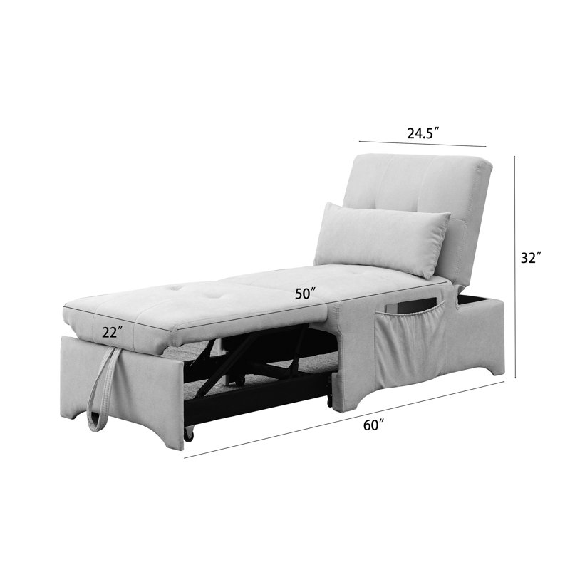 Upholstered Chaise Lounge, Beige 100% Polyester