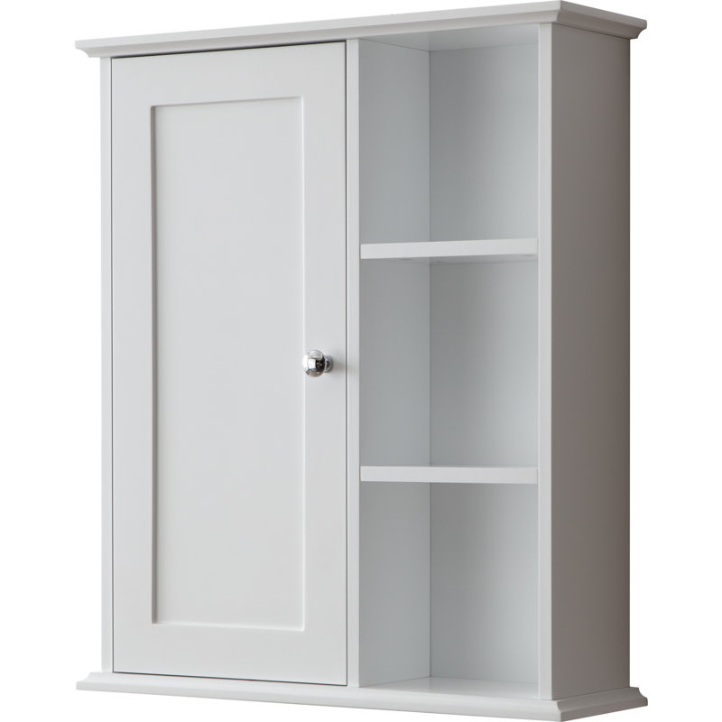 23.6" White Bathroom Wall Cabinet, White