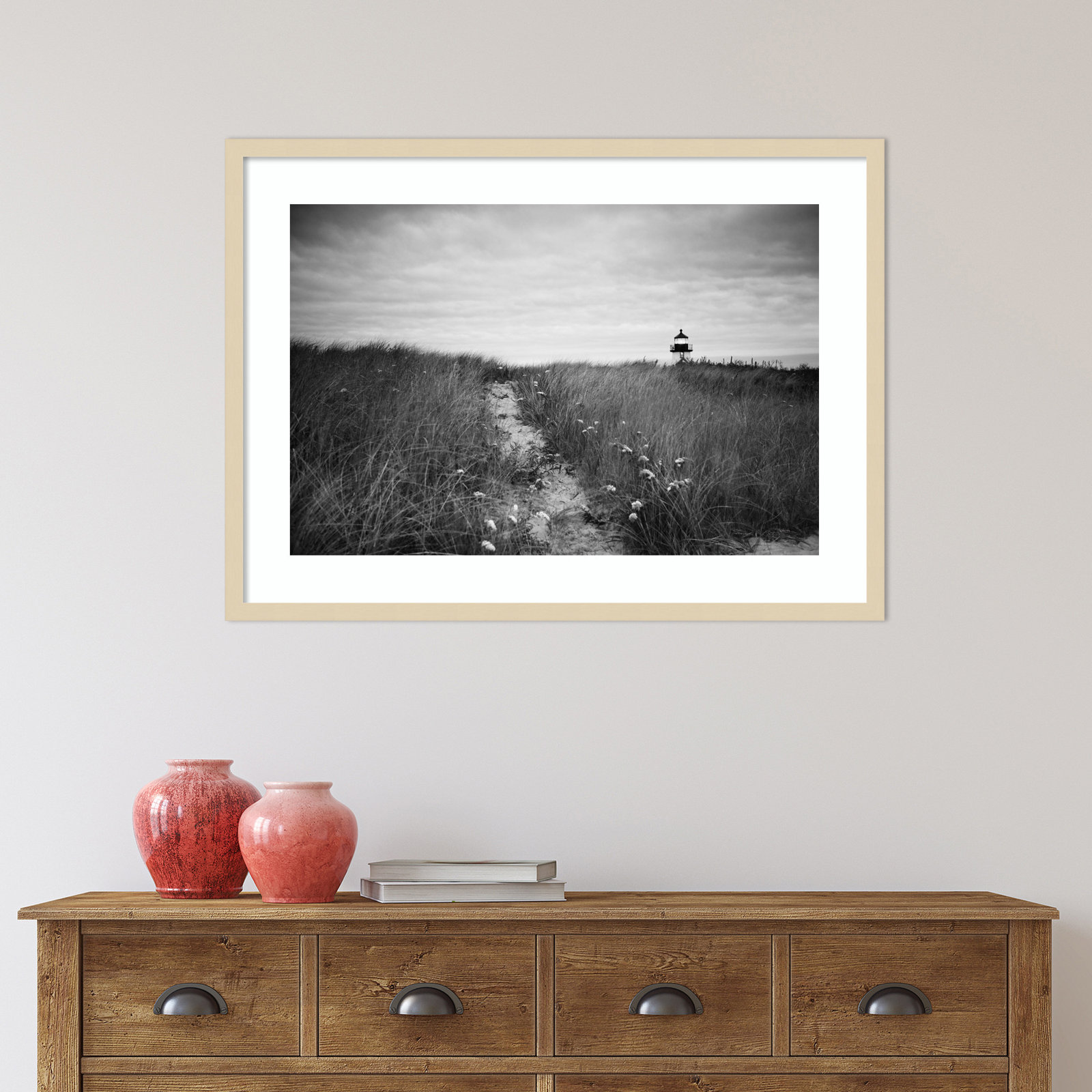 Nantucket Lighthouse Photo Print, 19" H x 25" W, Black
