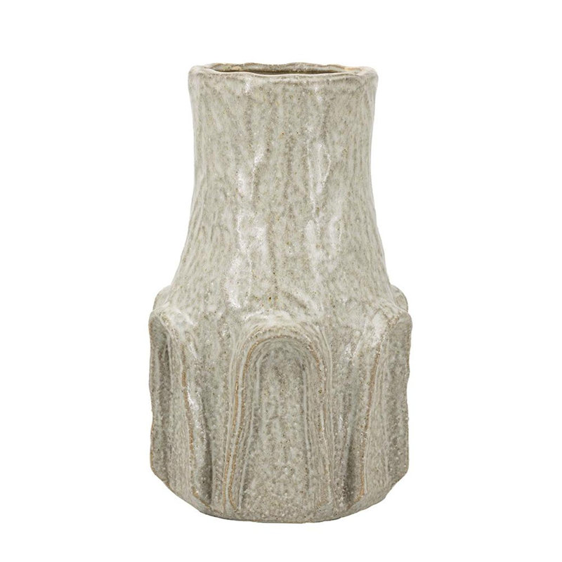 Vase de table rond en céramique 12 "sauge et gris