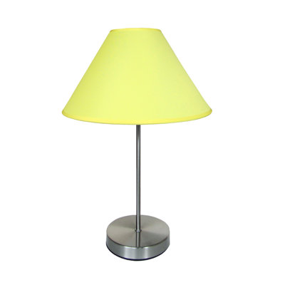 Brushed Chrome Table-lamp Complete With 12 Inch Cotton Coolie Shade – Navy