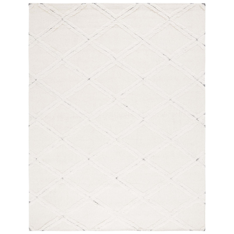 Donnach Hand Tufted Wool/Cotton Geometric Rug in Ivory, Rectangle 8' x 10'