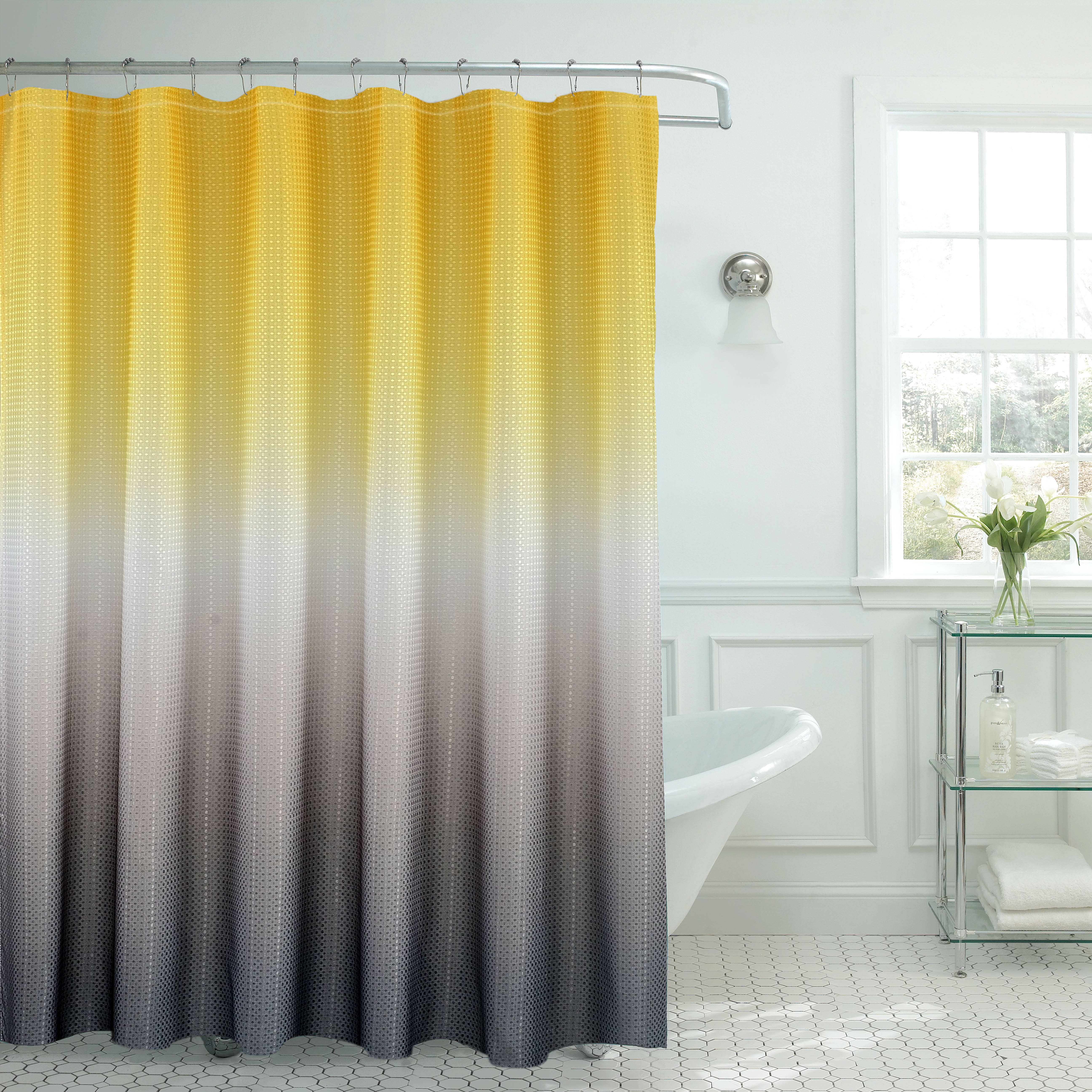 Ebern Designs Rohando Ombre Shower Curtain with Hooks Included