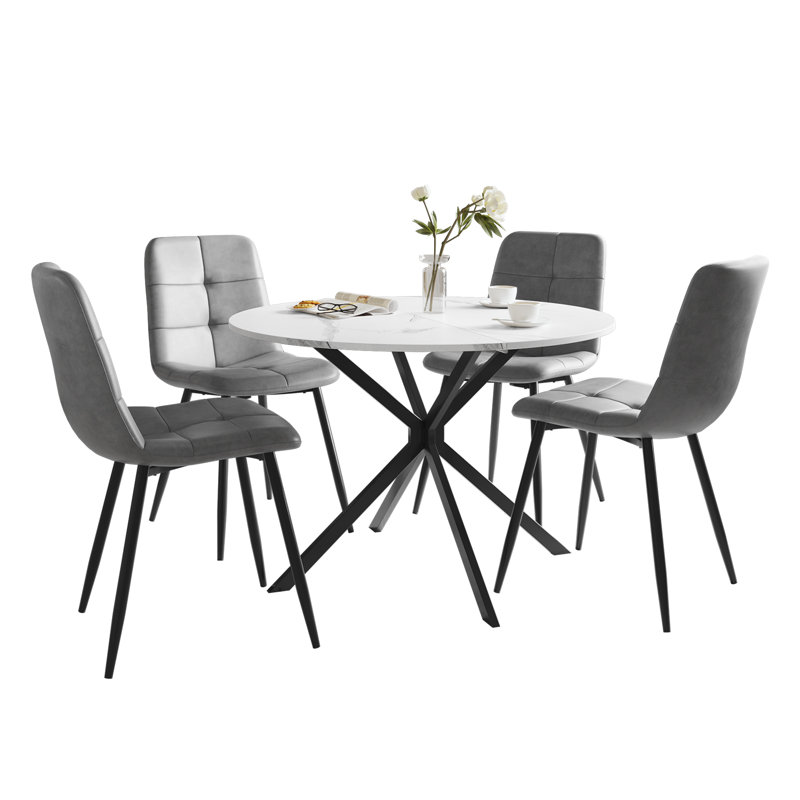 4 - Person Dining Set, White, Grey