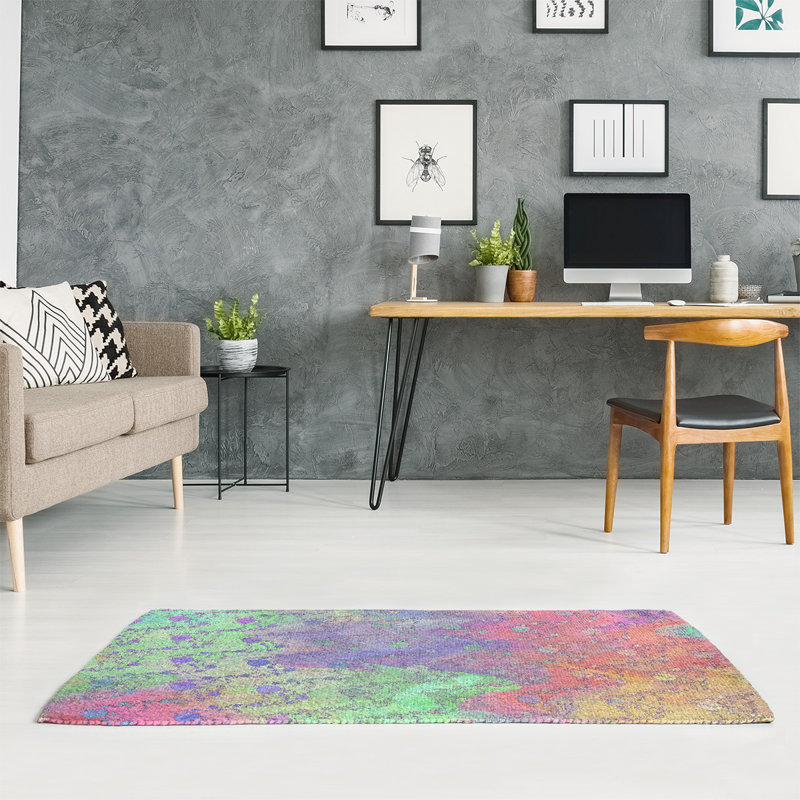 Tapis gris pâle/mauve/rose de planètes et étoiles, Rectangle 3 pi x 5 pi