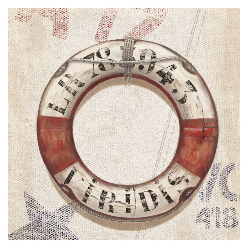 Lifebuoy nautique, impression sur toile tendue, H 12 po x l 12 po x P 1,5 po