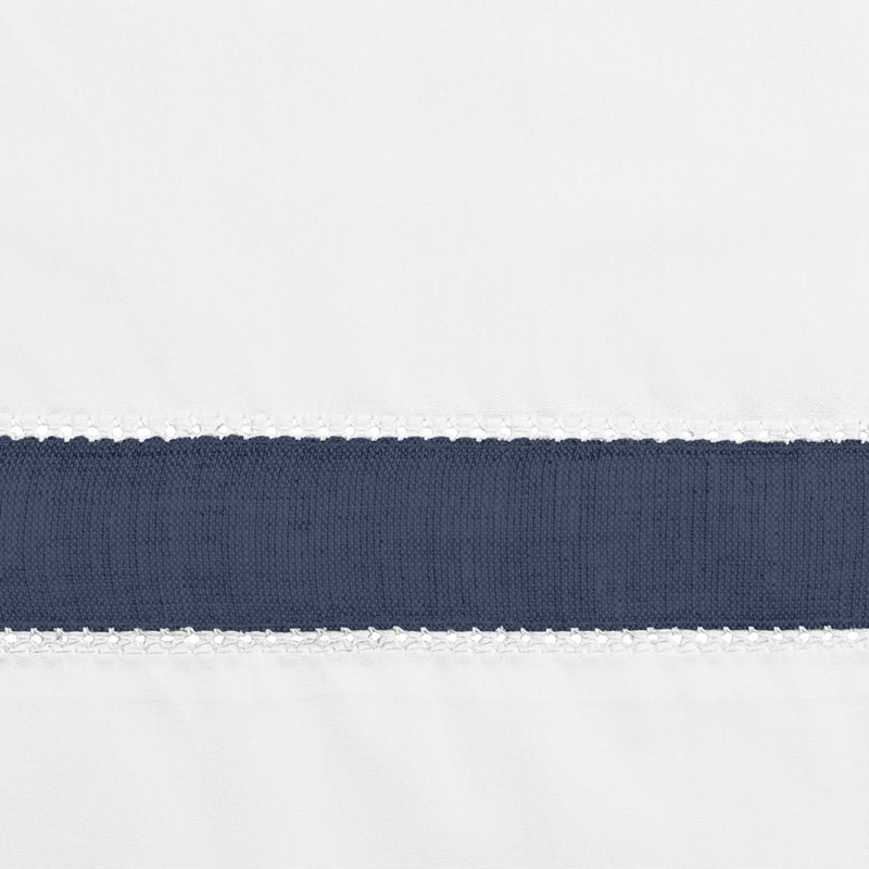 Yves Duvet Cover, California King Duvet Cover, White/Navy Blue