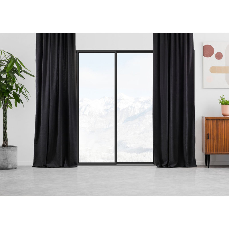 Room Darkening Single Curtain Panel, 130cm Width x 145cm Drop, Black