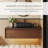 48" Marble Top Single Bathroom Walnut Wood Vanity with Black Ceramic Basin-1668261486
