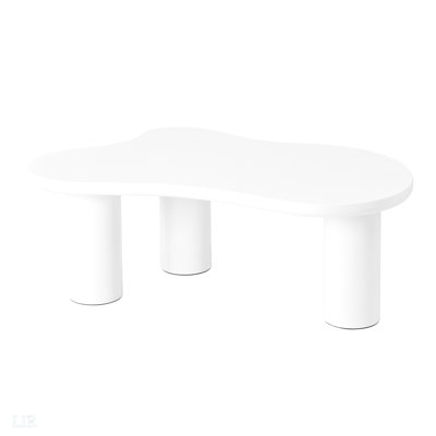 44'' X 25.9'' Easy Assembly Cloud Coffee Table With 1.5'' Thick Tabletop, Cream Style Irregular End Table With 3 Sturdy Legs, Sleek Center Table With Round Edge, End Table