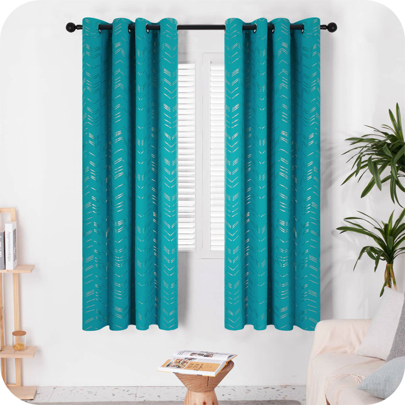 Abrahamsen Blackout Curtain Pair, 46cm Width x 138cm Drop, Peacock