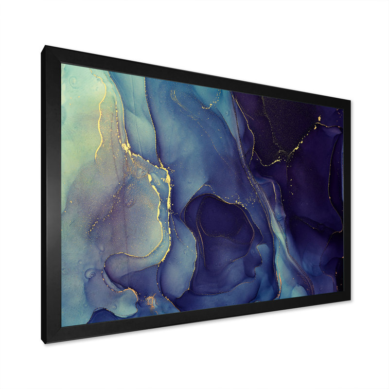 Abstrait, art mural sur toile, impression à l'encre liquide bleue, H 24 po x l 32 po, Toile avec cadre photo, Noir