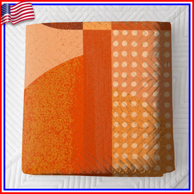 Orange Geometric Shapes Quilted Bedspread All Sizes