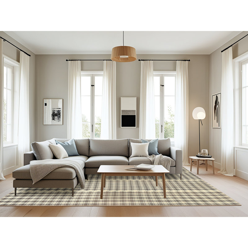 Noir abstrait/beige Tapis décoratif, Rectangle 8 pi x 10 pi