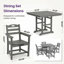 Ensemble de salle à manger d'extérieur en PEHD gris, 5 pièces, table carrée et 4 fauteuils