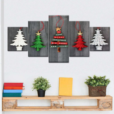 Hanging Christmas Trees - Ensemble de 5 toiles tendues