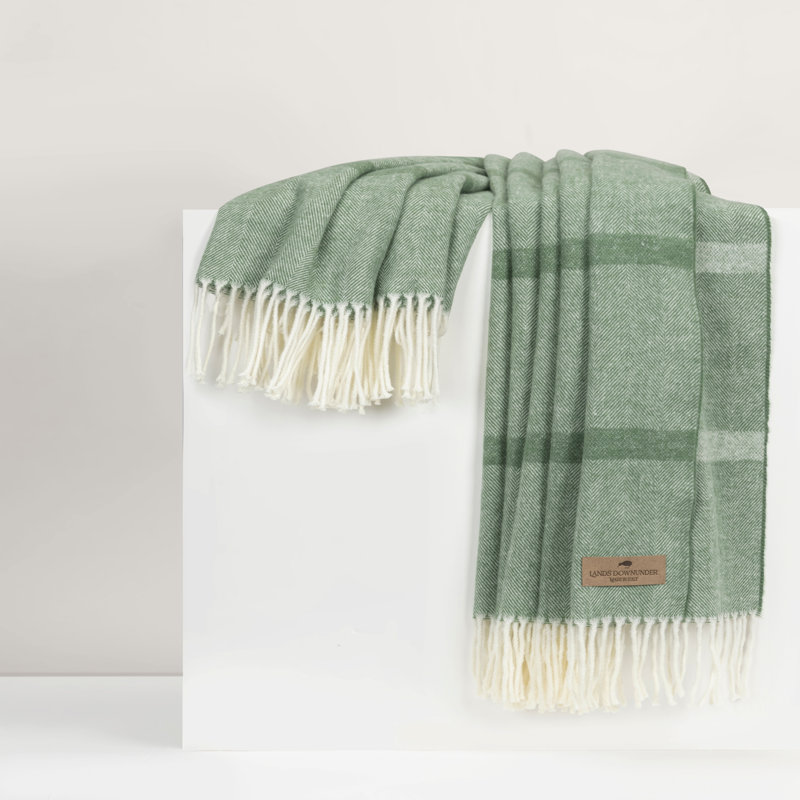 Montauk Stripe Herringbone Throw, Olive