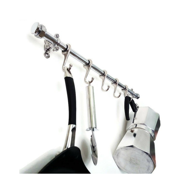 QuirkHub Handmade Chrome Utensil Rail, 30cm