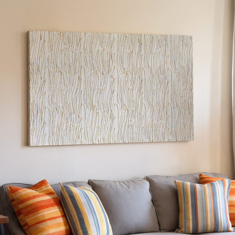 La toile crée un motif sans couture avec des lignes verticales avec un art mural doux, H 18 po x l 24 po