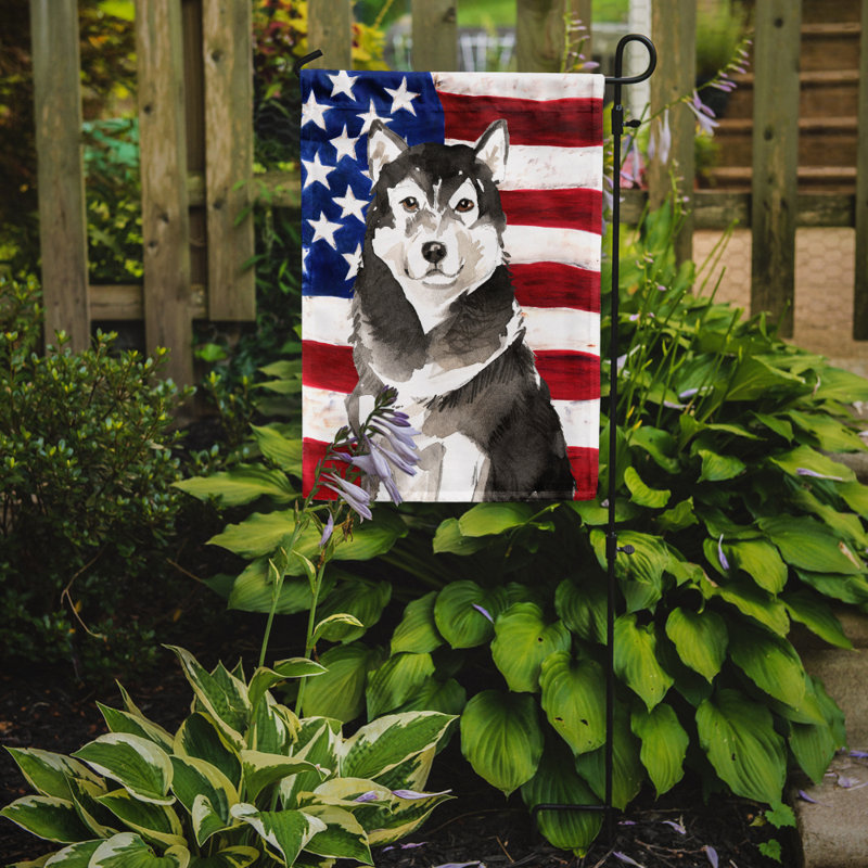 2 côtés en polyester de 2 côtés american drapeau de jardin, Malamute de l'Alaska drapeau É.-U.