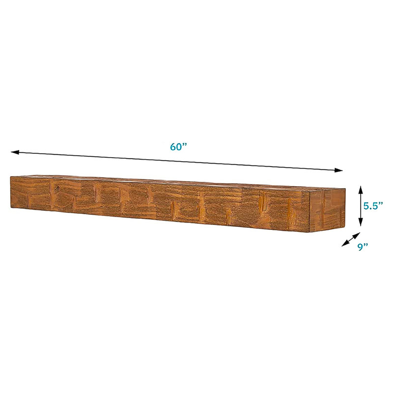 Country Living Wood Fireplace Mantel Shelf, Chestnut, 60"