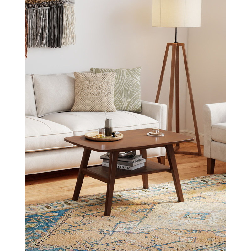 100% Solid Oak Large Coffee Table Color, 17.32" H x 31.5" L x 19.69" W, Walnut