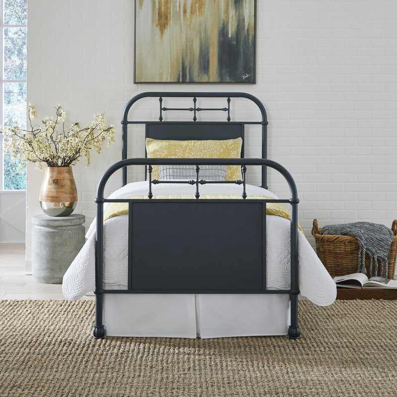 Edmund Metal Standard Bed, Twin, Navy